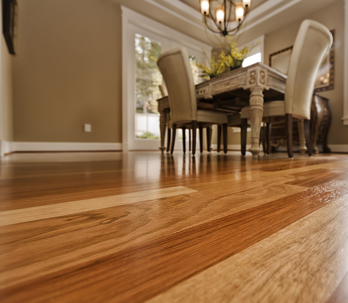 polished hardwood floor in dining room